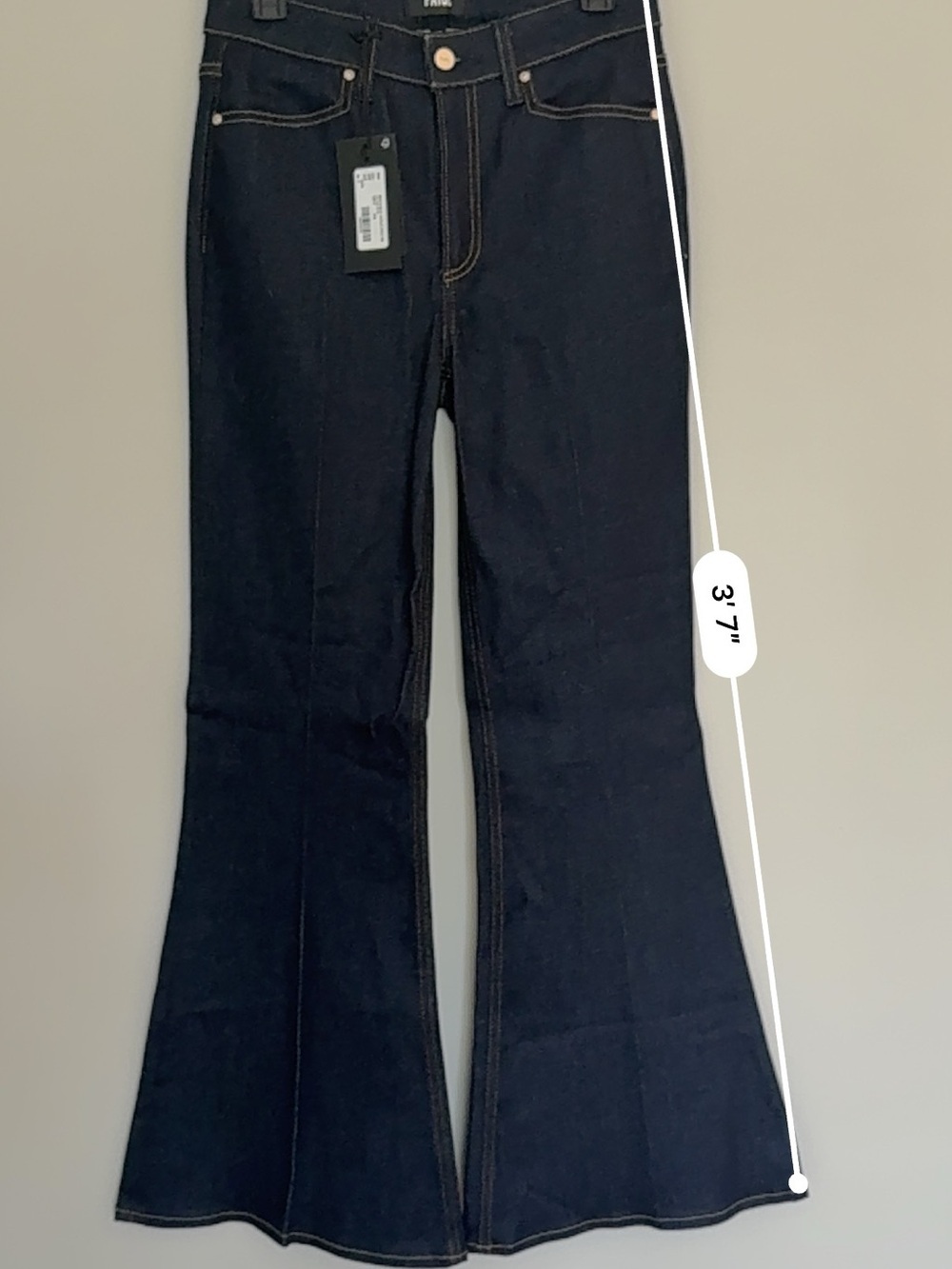 PAIGE Dark Wash High Rise Flare Jeans Wide Leg Retro Denim - Picture 10 of 13